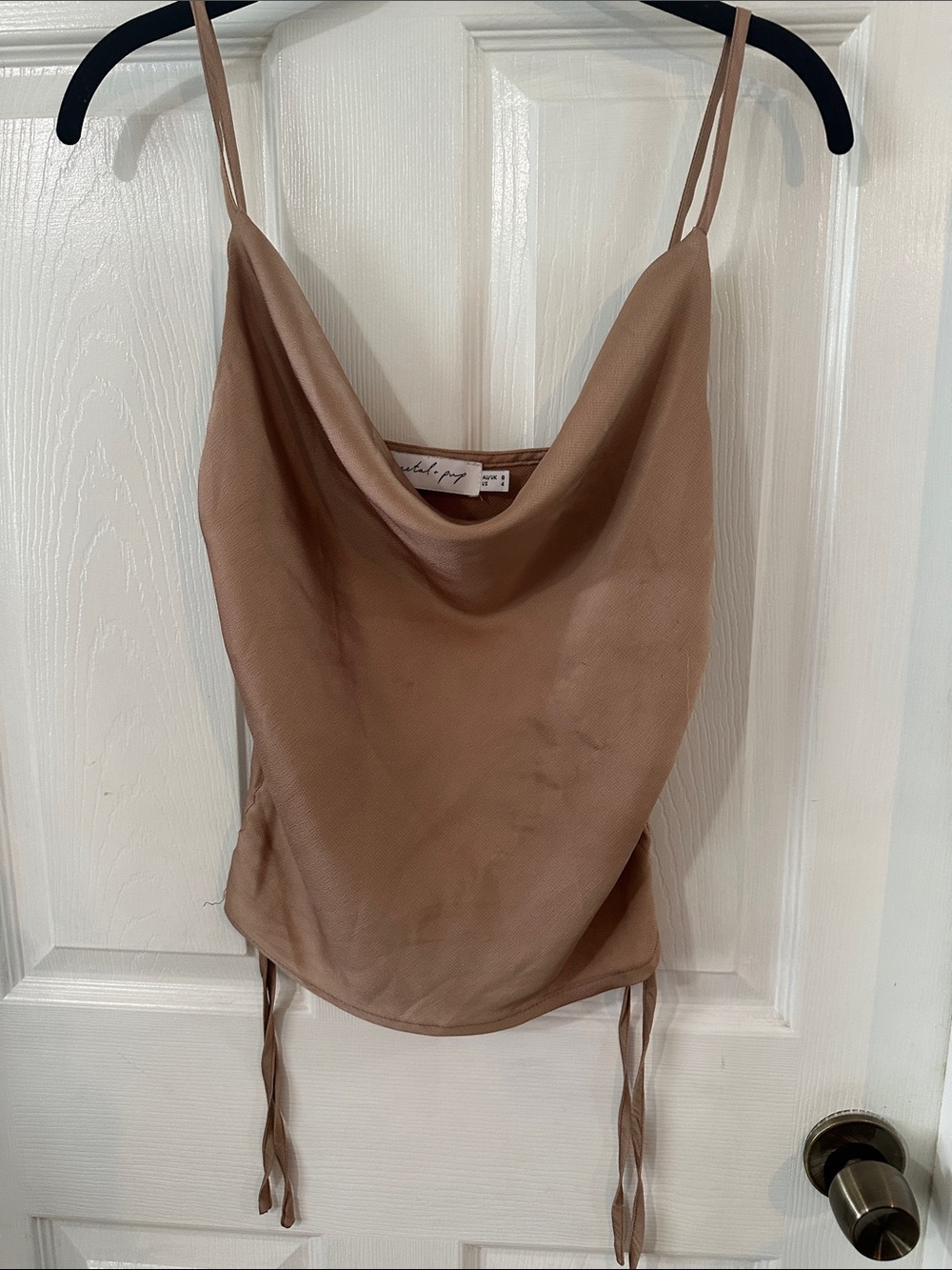 Petal & pup size 4Neutral Cowl Neck Satin Tank Top